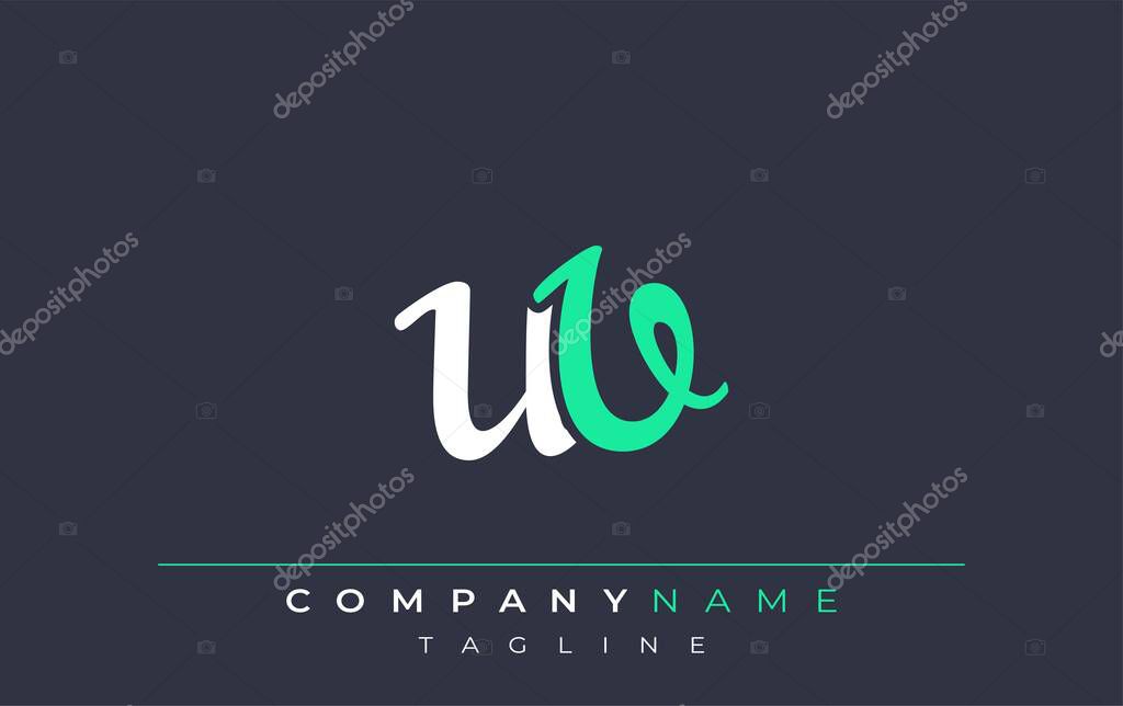 Elegant Stylized UV Lettering Design. Stylish Modern Logo featuring Monogram Letters in White and Teal Shade