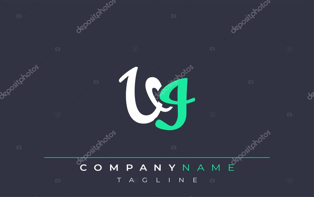 Elegant Stylized VI Lettering Design. Stylish Modern Logo featuring Monogram Letters in White and Teal Shade
