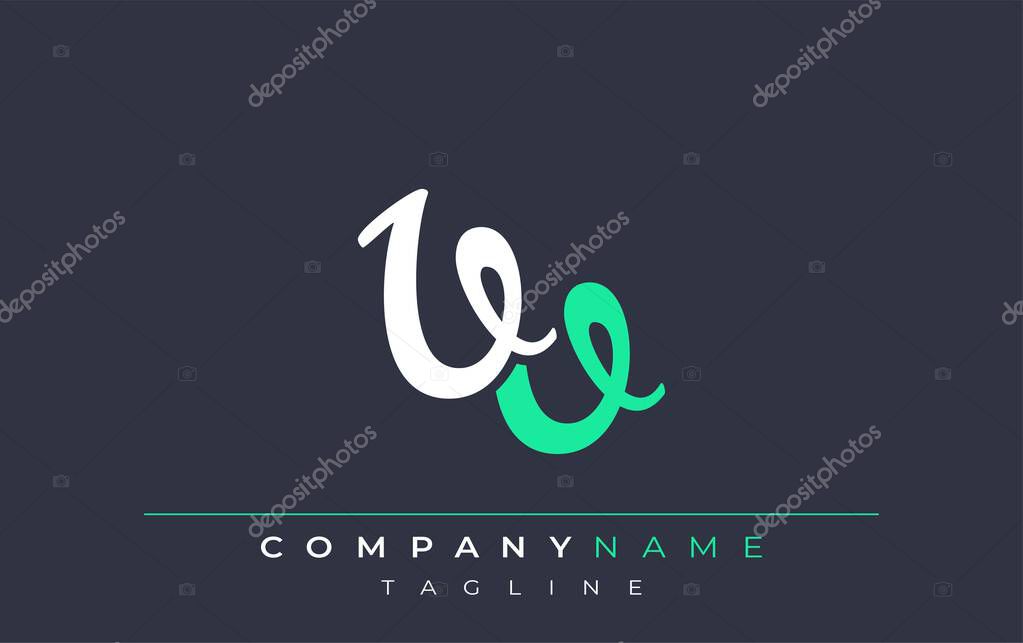 Elegant Stylized VV Lettering Design. Stylish Modern Logo featuring Monogram Letters in White and Teal Shade