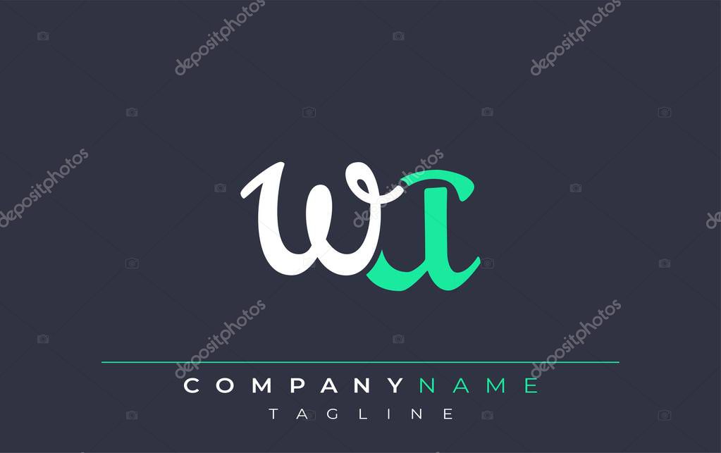 Elegant Stylized WA Lettering Design. Stylish Modern Logo featuring Monogram Letters in White and Teal Shade