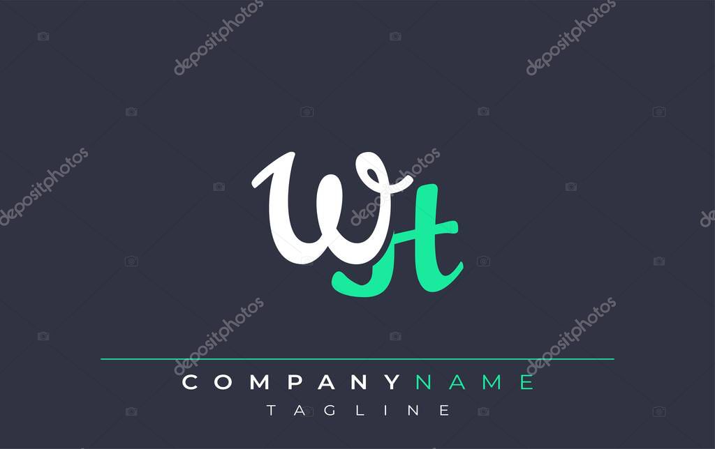 Elegant Stylized WH Lettering Design. Stylish Modern Logo featuring Monogram Letters in White and Teal Shade