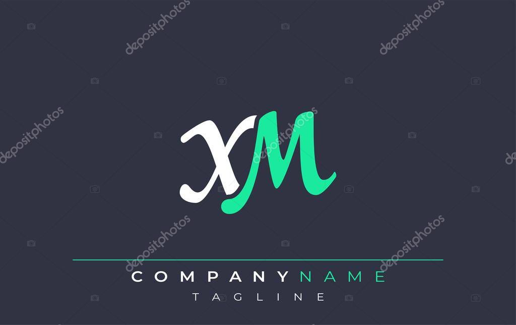 Elegant Stylized XM Lettering Design. Stylish Modern Logo featuring Monogram Letters in White and Teal Shade