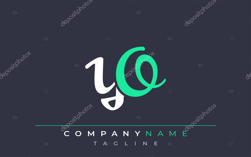 Elegant Stylized YO Lettering Design. Stylish Modern Logo featuring Monogram Letters in White and Teal Shade