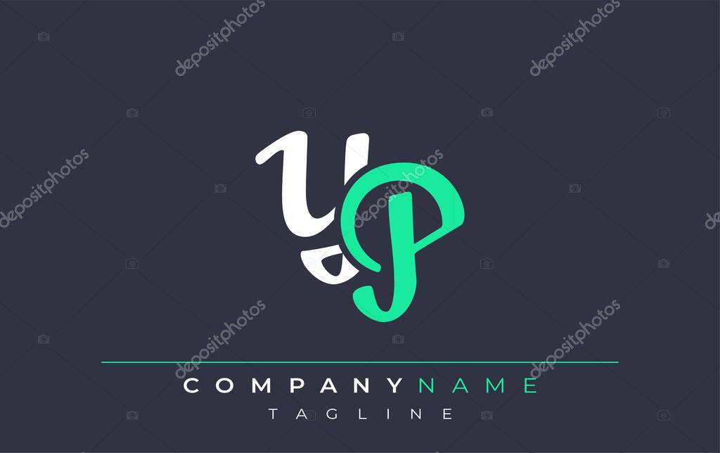 Elegant Stylized YP Lettering Design. Stylish Modern Logo featuring Monogram Letters in White and Teal Shade