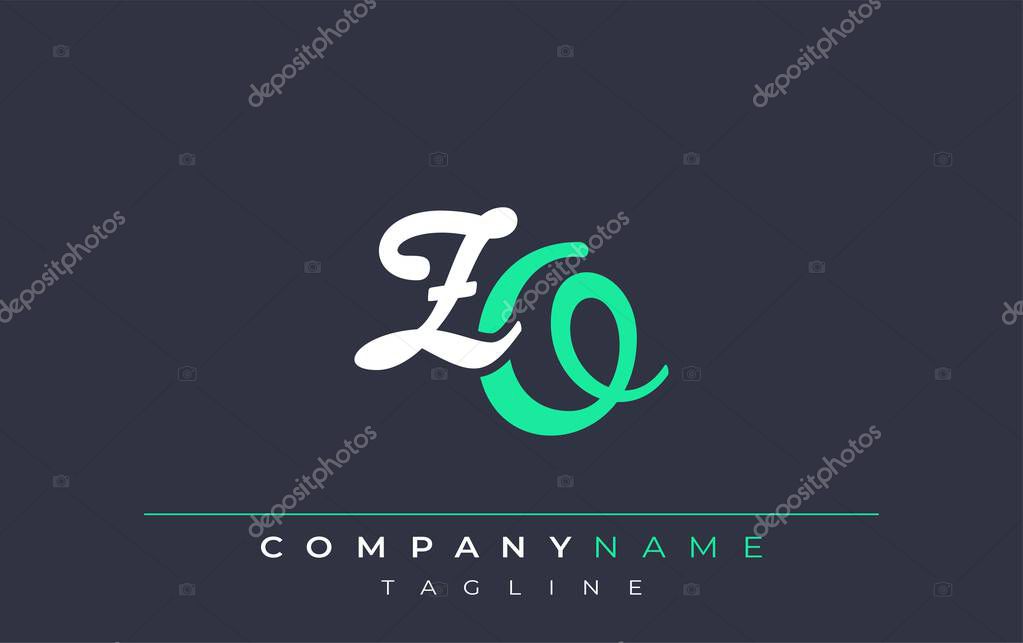 Elegant Stylized ZO Lettering Design. Stylish Modern Logo featuring Monogram Letters in White and Teal Shade