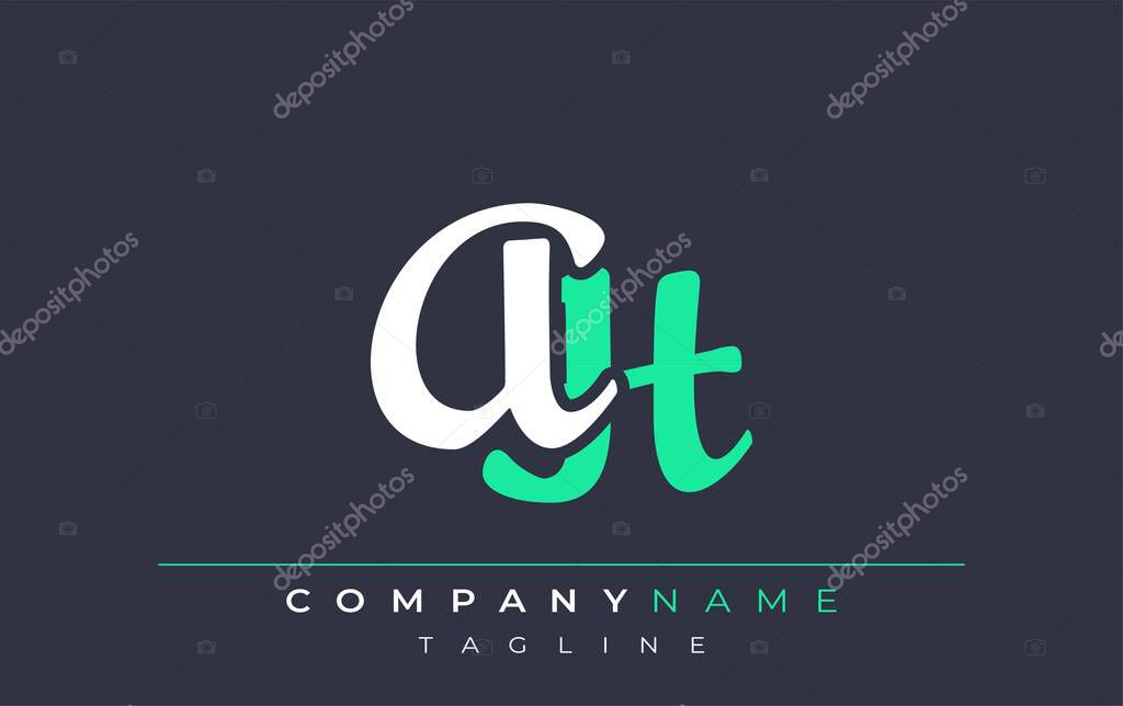 Elegant Stylized AH Lettering Design. Stylish Modern Logo featuring Monogram Letters in White and Teal Shade