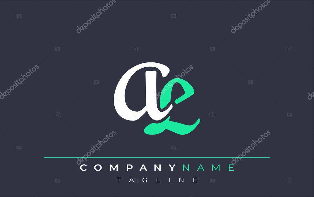 Elegant Stylized AL Lettering Design. Stylish Modern Logo featuring Monogram Letters in White and Teal Shade