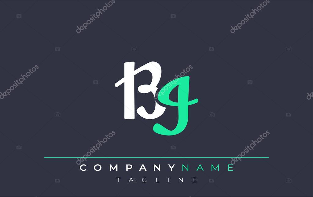 Elegant Stylized BI Lettering Design. Stylish Modern Logo featuring Monogram Letters in White and Teal Shade