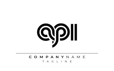 API Yaratıcı Eşsiz Modern Harf Logosu Tasarımı. Benzersiz bir harf dizaynına sahip stilize logo, soyut minimalist estetik ve modern cazibe sunar.