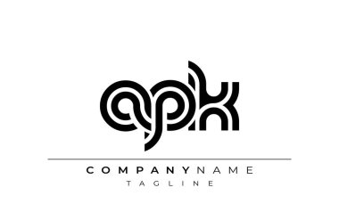 APK Yaratıcı Eşsiz Modern Harf Logosu Tasarımı. Benzersiz bir harf dizaynına sahip stilize logo, soyut minimalist estetik ve modern cazibe sunar.