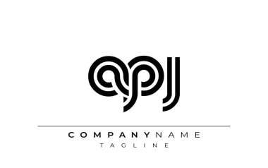 APJ Yaratıcı Eşsiz Modern Harf Logosu Tasarımı. Benzersiz bir harf dizaynına sahip stilize logo, soyut minimalist estetik ve modern cazibe sunar.