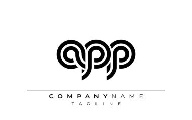 APP Yaratıcı Eşsiz Modern Harf Logosu Tasarımı. Benzersiz bir harf dizaynına sahip stilize logo, soyut minimalist estetik ve modern cazibe sunar.