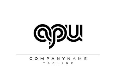 APU Yaratıcı Eşsiz Modern Harf Logosu Tasarımı. Benzersiz bir harf dizaynına sahip stilize logo, soyut minimalist estetik ve modern cazibe sunar.