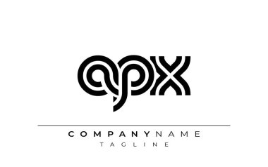 APX Yaratıcı Eşsiz Modern Harf Logosu Tasarımı. Benzersiz bir harf dizaynına sahip stilize logo, soyut minimalist estetik ve modern cazibe sunar.