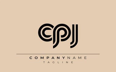 CPJ Yaratıcı Eşsiz Modern Harf Logosu Tasarımı. Benzersiz bir harf dizaynına sahip stilize logo, soyut minimalist estetik ve modern cazibe sunar.