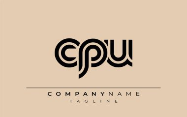 İşlemci Yaratıcı Eşsiz Modern Harf Logosu Tasarımı. Benzersiz bir harf dizaynına sahip stilize logo, soyut minimalist estetik ve modern cazibe sunar.