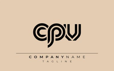 CPV Yaratıcı Eşsiz Modern Harf Logosu Tasarımı. Benzersiz bir harf dizaynına sahip stilize logo, soyut minimalist estetik ve modern cazibe sunar.