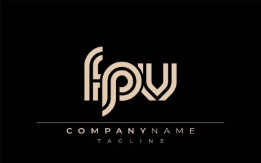 FPV Yaratıcı Eşsiz Modern Harf Logosu Tasarımı. Benzersiz bir harf dizaynına sahip stilize logo, soyut minimalist estetik ve modern cazibe sunar.
