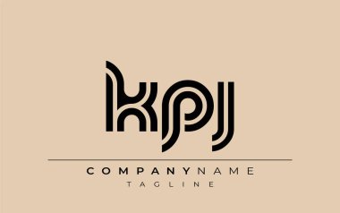 KPJ Yaratıcı Eşsiz Modern Harf Logosu Tasarımı. Benzersiz bir harf dizaynına sahip stilize logo, soyut minimalist estetik ve modern cazibe sunar.