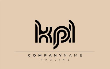 KPL Yaratıcı Eşsiz Modern Harf Logosu Tasarımı. Benzersiz bir harf dizaynına sahip stilize logo, soyut minimalist estetik ve modern cazibe sunar.