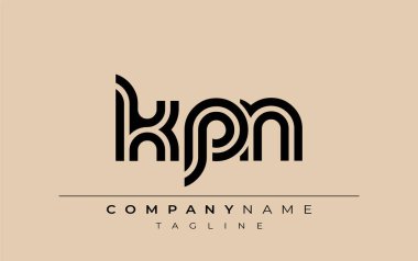 KPN Yaratıcı Eşsiz Modern Harf Logosu Tasarımı. Benzersiz bir harf dizaynına sahip stilize logo, soyut minimalist estetik ve modern cazibe sunar.