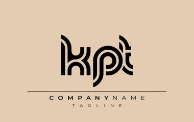 KPT Yaratıcı Eşsiz Modern Harf Logosu Tasarımı. Benzersiz bir harf dizaynına sahip stilize logo, soyut minimalist estetik ve modern cazibe sunar.