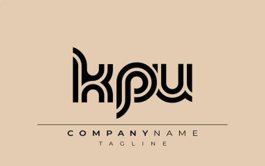 KPU Yaratıcı Eşsiz Modern Harf Logosu Tasarımı. Benzersiz bir harf dizaynına sahip stilize logo, soyut minimalist estetik ve modern cazibe sunar.