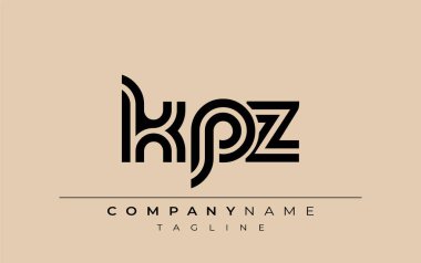 KPZ Yaratıcı Eşsiz Modern Harf Logosu Tasarımı. Benzersiz bir harf dizaynına sahip stilize logo, soyut minimalist estetik ve modern cazibe sunar.