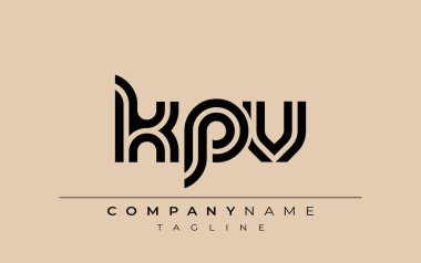 KPV Yaratıcı Eşsiz Modern Harf Logosu Tasarımı. Benzersiz bir harf dizaynına sahip stilize logo, soyut minimalist estetik ve modern cazibe sunar.
