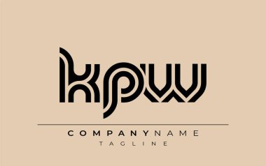 KPW Yaratıcı Eşsiz Modern Harf Logosu Tasarımı. Benzersiz bir harf dizaynına sahip stilize logo, soyut minimalist estetik ve modern cazibe sunar.