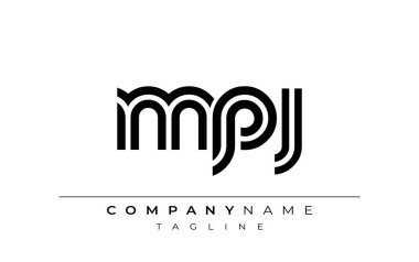 MPJ Yaratıcı Eşsiz Modern Harf Logosu Tasarımı. Benzersiz bir harf dizaynına sahip stilize logo, soyut minimalist estetik ve modern cazibe sunar.