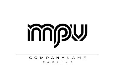 MPV Yaratıcı Eşsiz Modern Harf Logosu Tasarımı. Benzersiz bir harf dizaynına sahip stilize logo, soyut minimalist estetik ve modern cazibe sunar.