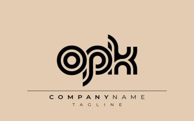 OPK Yaratıcı Eşsiz Modern Harf Logosu Tasarımı. Benzersiz bir harf dizaynına sahip stilize logo, soyut minimalist estetik ve modern cazibe sunar.