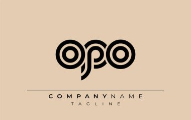 OPO Yaratıcı Eşsiz Modern Harf Logosu Tasarımı. Benzersiz bir harf dizaynına sahip stilize logo, soyut minimalist estetik ve modern cazibe sunar.