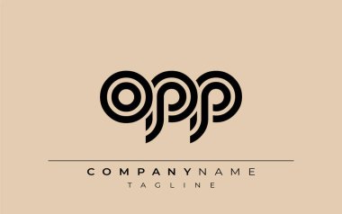 OPP Yaratıcı Eşsiz Modern Harf Logosu Tasarımı. Benzersiz bir harf dizaynına sahip stilize logo, soyut minimalist estetik ve modern cazibe sunar.