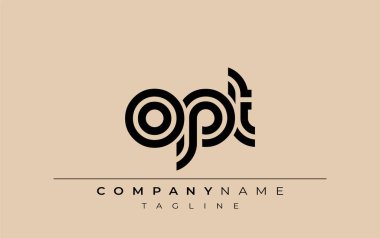 OPT Yaratıcı Eşsiz Modern Harf Logosu Tasarımı. Benzersiz bir harf dizaynına sahip stilize logo, soyut minimalist estetik ve modern cazibe sunar.