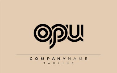 OPU Yaratıcı Eşsiz Modern Harf Logosu Tasarımı. Benzersiz bir harf dizaynına sahip stilize logo, soyut minimalist estetik ve modern cazibe sunar.