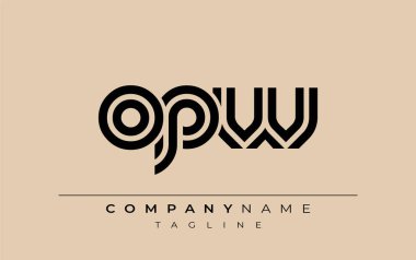 OPW Yaratıcı Eşsiz Modern Harf Logosu Tasarımı. Benzersiz bir harf dizaynına sahip stilize logo, soyut minimalist estetik ve modern cazibe sunar.