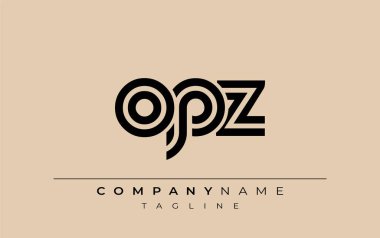 OPZ Yaratıcı Eşsiz Modern Harf Logosu Tasarımı. Benzersiz bir harf dizaynına sahip stilize logo, soyut minimalist estetik ve modern cazibe sunar.