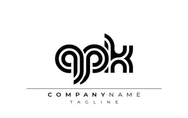 QPK Yaratıcı Eşsiz Modern Harf Logosu Tasarımı. Benzersiz bir harf dizaynına sahip stilize logo, soyut minimalist estetik ve modern cazibe sunar.