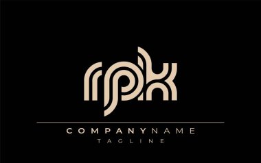 RPK Yaratıcı Eşsiz Modern Harf Logosu Tasarımı. Benzersiz bir harf dizaynına sahip stilize logo, soyut minimalist estetik ve modern cazibe sunar.