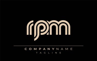 RPM Yaratıcı Eşsiz Modern Harf Logosu Tasarımı. Benzersiz bir harf dizaynına sahip stilize logo, soyut minimalist estetik ve modern cazibe sunar.