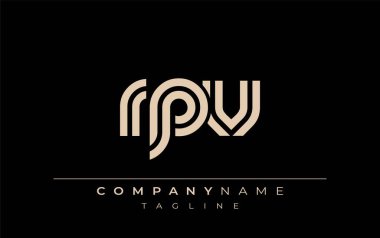 RPV Yaratıcı Eşsiz Modern Harf Logosu Tasarımı. Benzersiz bir harf dizaynına sahip stilize logo, soyut minimalist estetik ve modern cazibe sunar.