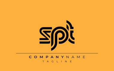 SPT Yaratıcı Eşsiz Modern Harf Logosu Tasarımı. Benzersiz bir harf dizaynına sahip stilize logo, soyut minimalist estetik ve modern cazibe sunar.