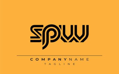 SPW Yaratıcı Eşsiz Modern Harf Logosu Tasarımı. Benzersiz bir harf dizaynına sahip stilize logo, soyut minimalist estetik ve modern cazibe sunar.