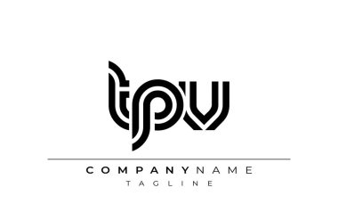 TPV Yaratıcı Eşsiz Modern Harf Logosu Tasarımı. Benzersiz bir harf dizaynına sahip stilize logo, soyut minimalist estetik ve modern cazibe sunar.
