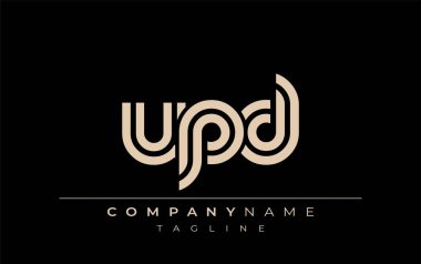UPD Yaratıcı Eşsiz Modern Harf Logosu Tasarımı. Benzersiz bir harf dizaynına sahip stilize logo, soyut minimalist estetik ve modern cazibe sunar.