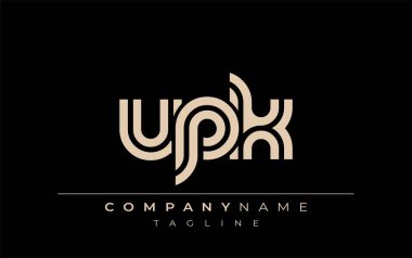 UPK Yaratıcı Eşsiz Modern Harf Logosu Tasarımı. Benzersiz bir harf dizaynına sahip stilize logo, soyut minimalist estetik ve modern cazibe sunar.