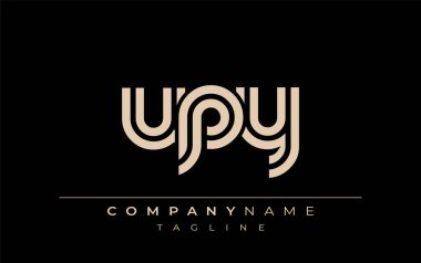 UPY Yaratıcı Eşsiz Modern Harf Logosu Tasarımı. Benzersiz bir harf dizaynına sahip stilize logo, soyut minimalist estetik ve modern cazibe sunar.