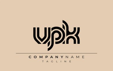 VPK Yaratıcı Eşsiz Modern Harf Logosu Tasarımı. Benzersiz bir harf dizaynına sahip stilize logo, soyut minimalist estetik ve modern cazibe sunar.
